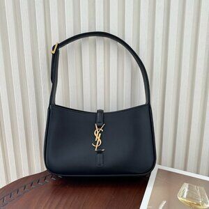 Saint Laurent Le 7 A 5 Black Smooth Leather Hobo Bag New